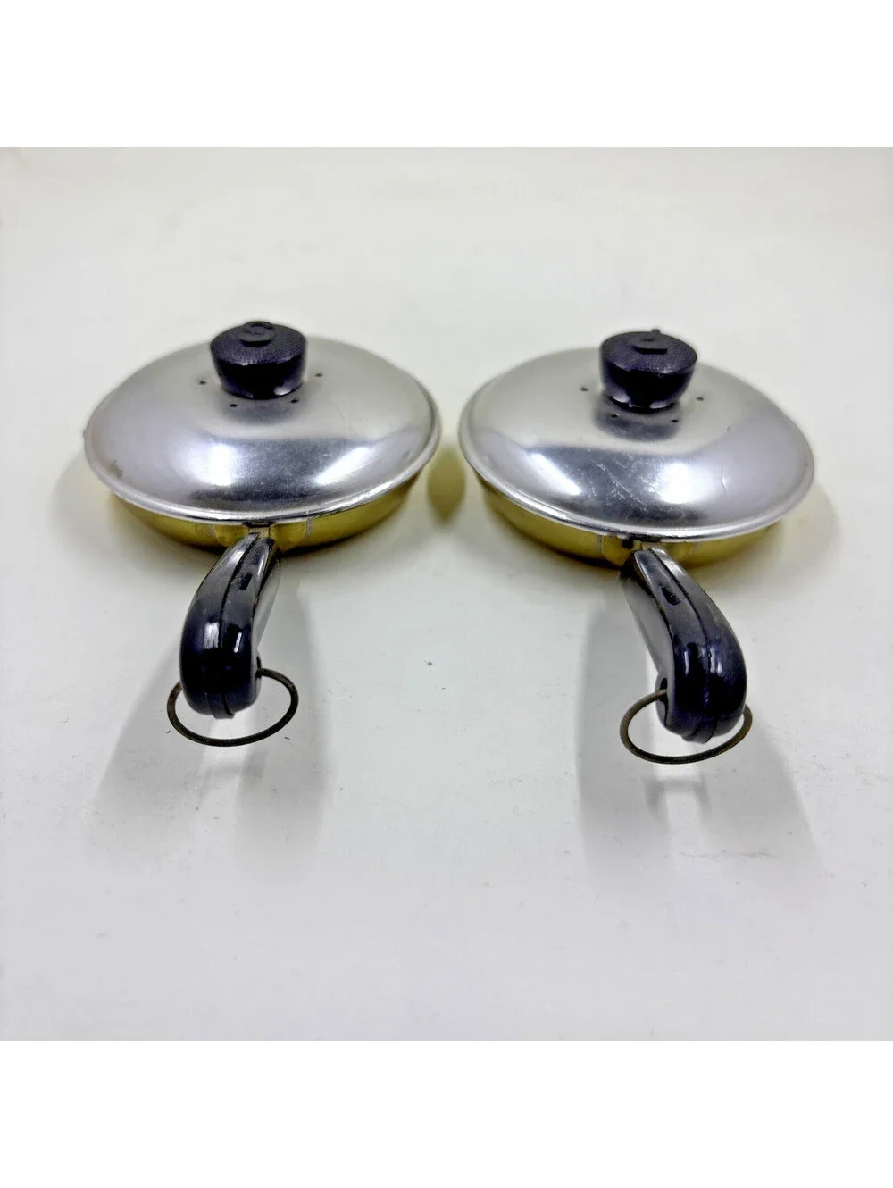 Vintage 1950's Brillium Mini Frying Pan Salt & Pepper Shakers 4 1/2